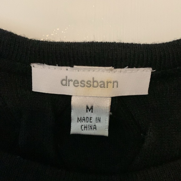 Black knit dress with smocking on the bodice, knee length - Picture 2 of 3